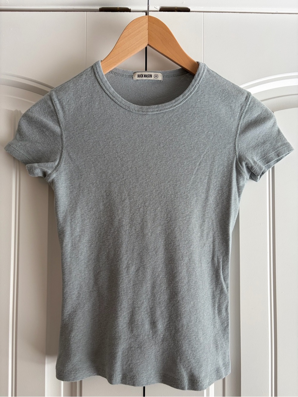 Buck Mason Surplus Rib Short Sleeve Crew Neck T Shirt Blue Women's Size XS